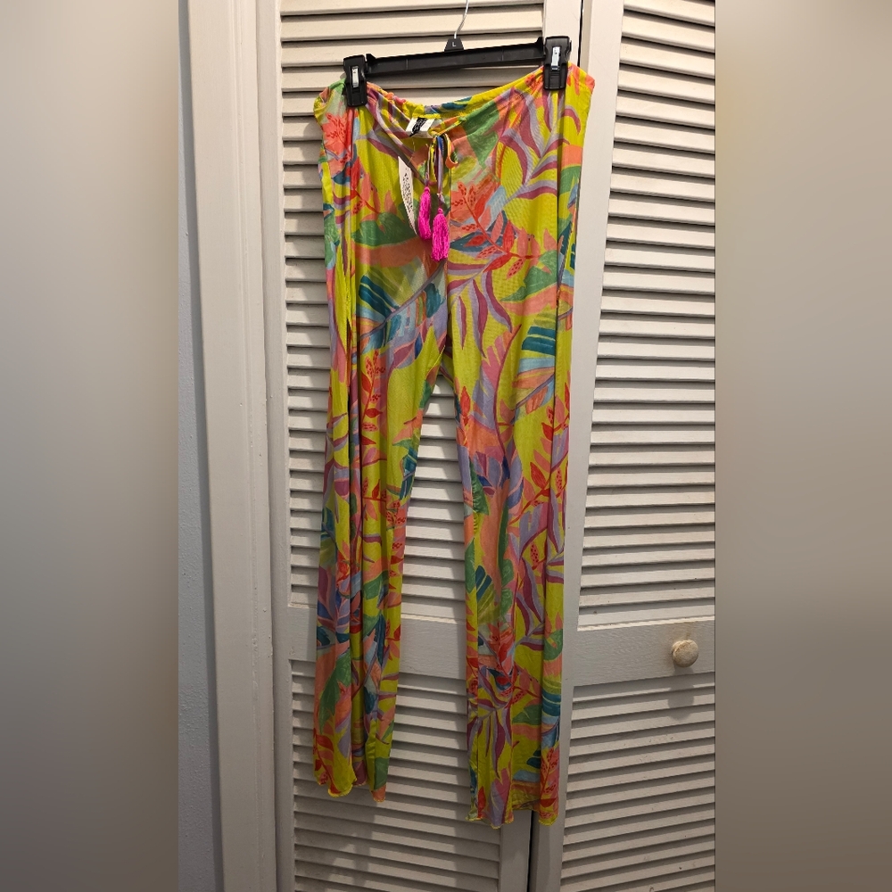 BECCA Multicolor Tropical Print Sheer Cover up Pant